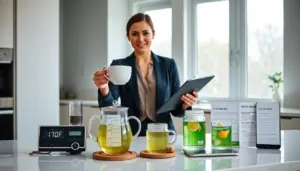 drinking green tea